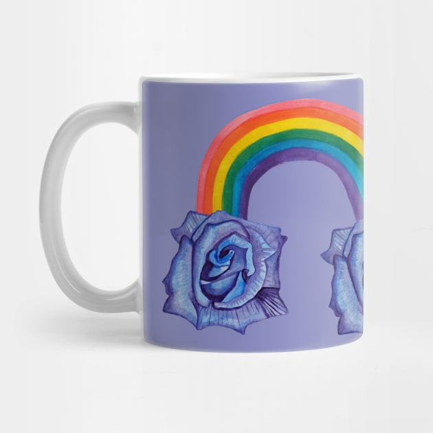 Violet rose with rainbow and clouds by deadblackpony